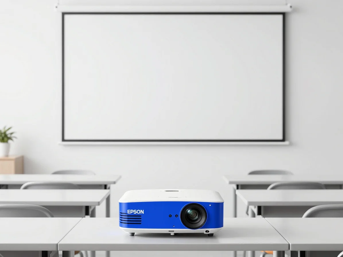 Epson ultra-short-throw projector installed in a modern Malaysian