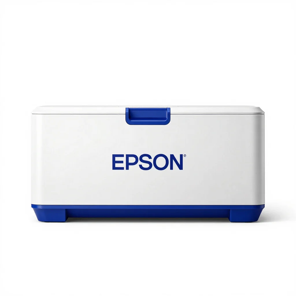 Straight-on rear port diagram view of an Epson installation model, crisp highlights, white background.